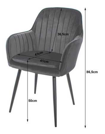 Czarne krzesła tapicerowane z podłokietnikami LUGO - Fotele do jadalni (2 sztuki)