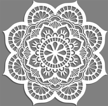 AŻUROWY PANEL DEKORACYJNY, MANDALA, YOGA, DEKORACJA ŚCIENNA 3D,ORNAMENT,BIAŁY