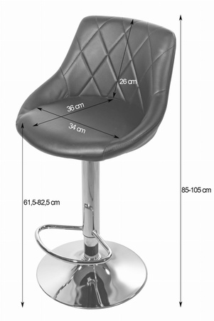 Czarny hoker z oparciem KAST - Tapicerowane, chromowane krzesło barowe z ekoskóry