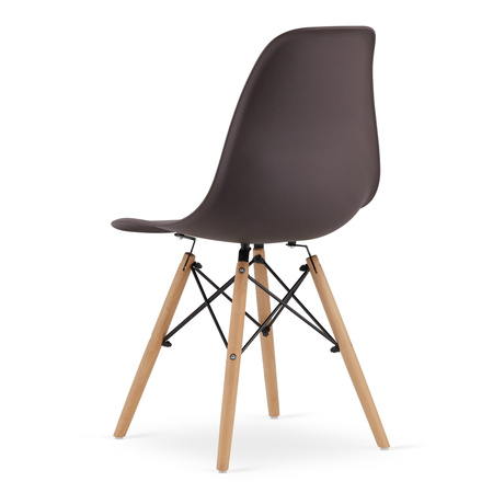 Ciemne krzesła OSAKA z tworzywa - Nowoczesne krzesła w kawowym kolorze (zestaw 2)