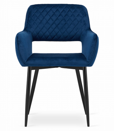 Tapicerowane krzesło kubełkowe AMALFI - Granatowe, pikowane krzesło z podłokietnikami