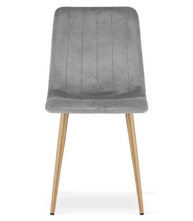 "Krzesło LAVA - jasny szary aksamit / nogi kolor drewna x 4"