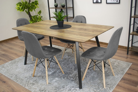 Ciemnoszare krzesła welurowe DUMO (zestaw 3szt) - Nowoczesne krzesła tapicerowane