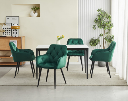 "Krzesło JORK - ciemna zieleń aksamit / nogi czarne x 2"