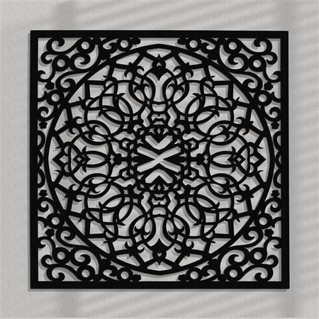 DEKORACYNY PANEL AŻUROWY, STYL MAROKAŃSKI, DEKORACJA ŚCIENNA 3D, ORNAMENT, DYPTYK, CZARNY