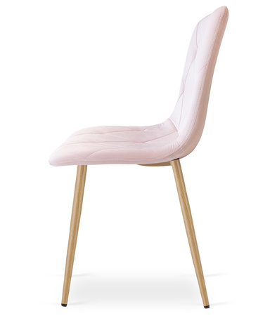 "Krzesło LIBRA - jasny róż aksamit / nogi kolor drewna x 2"