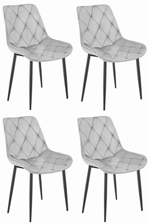 "Krzesło TOR - aksamit srebrno-szary / nogi czarne x 4"