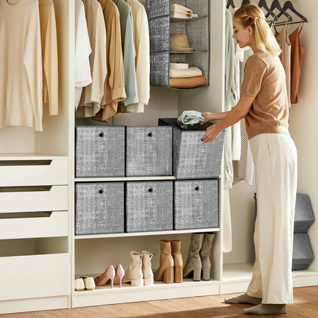 Szare pudełko tekstylne - Pojemnik organizer tekstylny 6 sztuk - SONGMICS RFB002G02V1