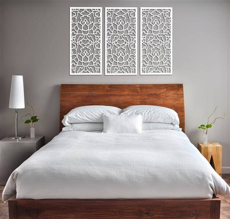 DEKORACYJNE PANELE AŻUROWE, ZESTAW 3 DEKORÓW, LOTOS STYLE, DEKORACJA ŚCIENNA 3D, 90 x 126 cm, ZŁOTY