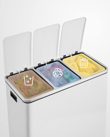 Kosz do segregacji śmieci - Duży biały kosz na śmieci - SONGMICS LTB54WT