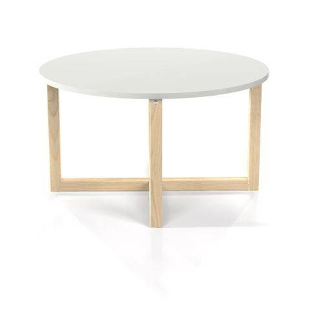 Okrągły skandynawski stolik kawowy na drewnianym stelażu [średnica 80 cm] STK-CROSSDES-80