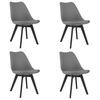 Ciemnoszare krzesła kuchenne MARK z tworzywa na czarnych drewnianych nogach (4 sztuki)