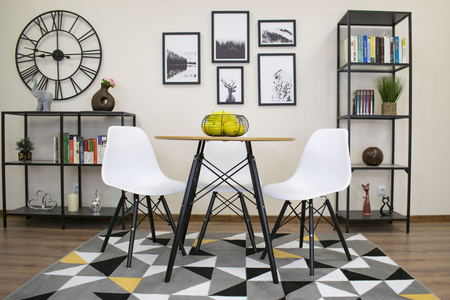 Okrągły stół jadalniany TODI 80cm - Stół w stylu skandynawskim z dębowym blatem