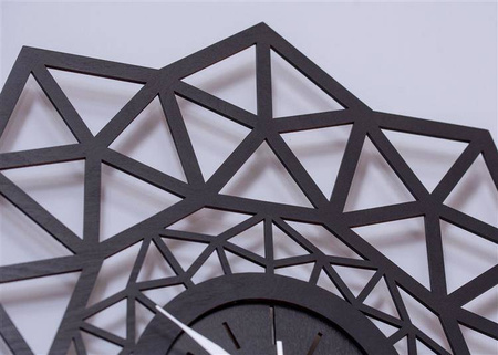 Nowoczesny zegar ścienny GEOMETRYCZNY w kolorze czarnym i w trzech rozmiarach, ORNAMENTI