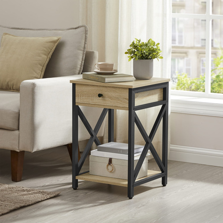 Industrialna szafka nocna - Stolik nocny - Nakastlik (Dąb Sonoma) VASAGLE LET022B11