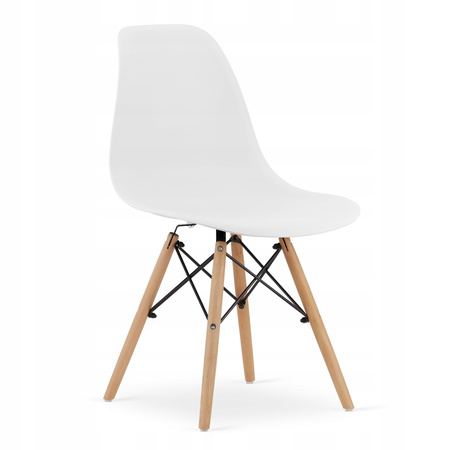 Skandynawski zestaw stół i 4 krzesła: Biały okrągły stół TODI 90cm i 4 białe krzesła OSAKA