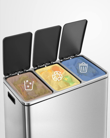 Kosz do segregacji śmieci - Duży kosz na śmieci stal nierdzewna - SONGMICS LTB54NL
