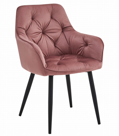"Krzesło JORK - róż aksamit / nogi czarne x 2"