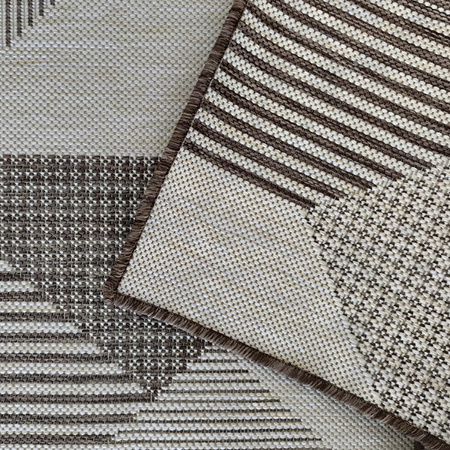 Brązowy dywan sznurkowy zewnętrzny geometryczny ZARA 16 (dwustronny) 80x150 cm
