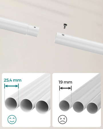 Biały stojący wieszak na kółkach - Podwójny stojak na ubrania - SONGMICS HSR107W01