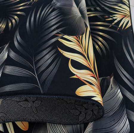 Dywan czarno złoty w liście nowoczesny BLACK and GOLD 06 - 80x150 cm