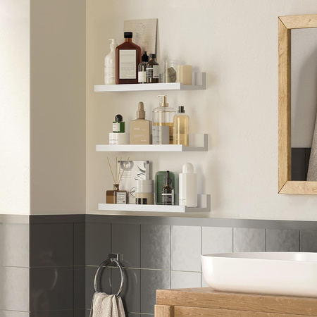 Zestaw 3 półek ściennych - Białe, wiszące półki ścienne na zdjęcia SONGMICS LWS38WT