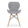 Krzesło tapicerowane biało-szare z drewnianymi nogami LAGO - Nowoczesne krzesło
