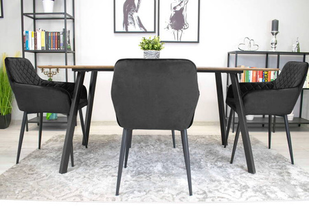 Czarne fotele do jadalni NOLA (2 sztuki) - Tapicerowane krzesła z podłokietnikami