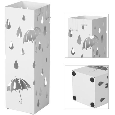 Metalowy parasolnik - Biały nowoczesny stojak na parasole - SONGMICS LUC49W