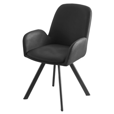 Czarne krzesła z podłokietnikami ELIA - Funkcjonalne, obrotowe krzesła z ekoskóry x2