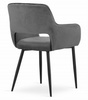 Tapicerowany fotel AMALFI - Szare, welurowe krzesło kubełkowe z podłokietnikami