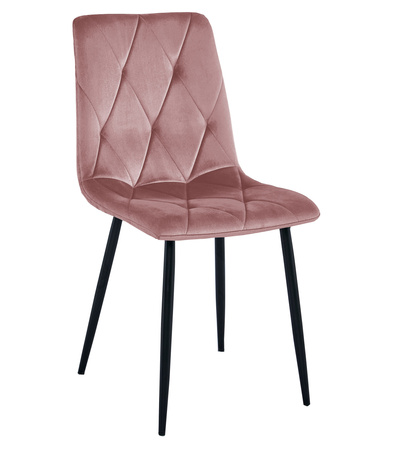 "Krzesło LIBRA - róż aksamit / nogi czarne x 3"