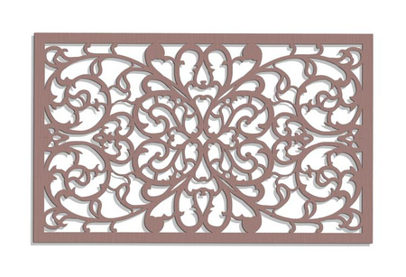 DEKORACYJNY PANEL AŻUROWY, ORNAMENT KWIATOWY, DEKORACJA ŚCIENNA 3D, 73 x 120 cm, CZARNY