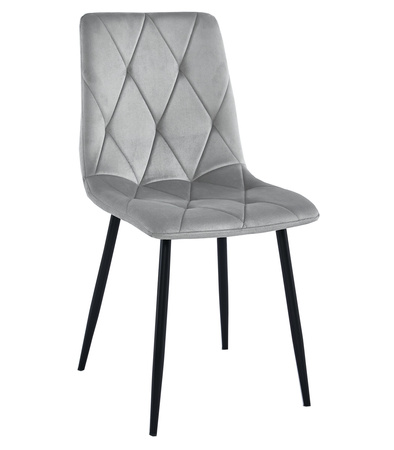 Pikowane krzesło glamour LIBRA - Welurowe krzesło w kolorze srebrnym / szarym