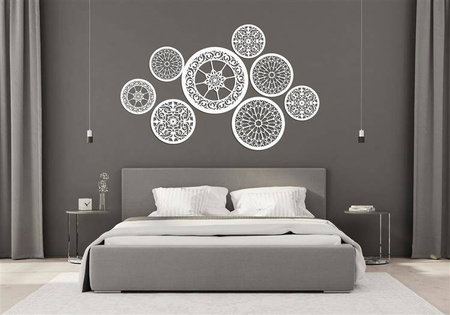 DEKORACYJNE PANELE AŻUROWE, ZESTAW 8 ROZET, PIĘKNA DEKORACJA ŚCIENNA 3D, CZARNY