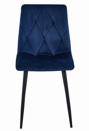 Granatowe krzesło tapicerowane LIBRA - Niebieskie krzesło welurowe do jadalni