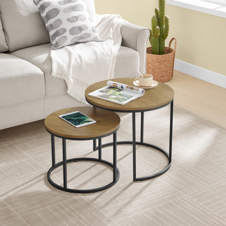 Zestaw 2 stolików kawowych okrągłych - Loftowy podwójny stolik kawowy