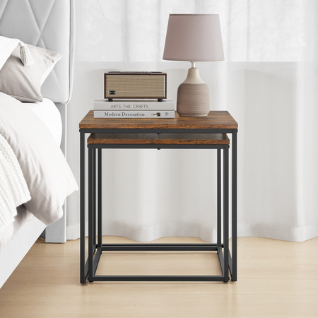 Kwadratowe stoliki kawowe (zestaw 2 sztuk) - Loftowe stoliki do salonu