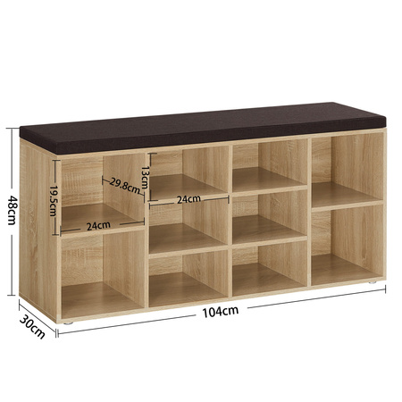 Półka na buty z siedziskiem - Szafka na buty do przedpokoju (Dąb Sonoma) VASAGLE LHS010X11