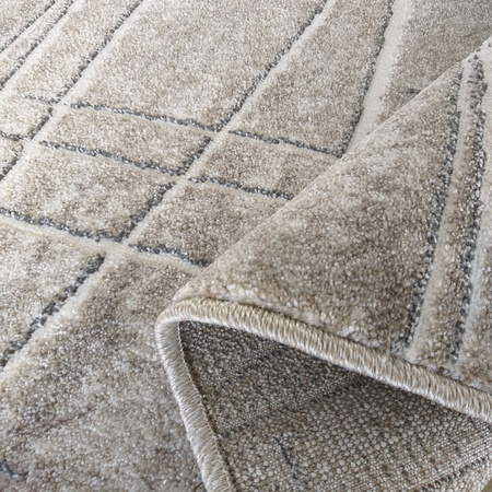 Beżowy dywan w nowoczesnym stylu do salonu - wzór paski ENIGMA 05 - 120x170 cm