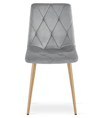 "Krzesło LIBRA - jasny szary aksamit / nogi kolor drewna x 4"