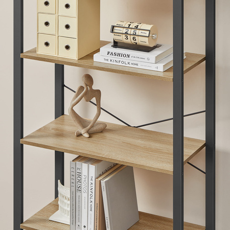 Rustykalny regał do salonu - Industrialna półka na książki Loft (Dąb Sonoma) VASAGLE LLS061B11