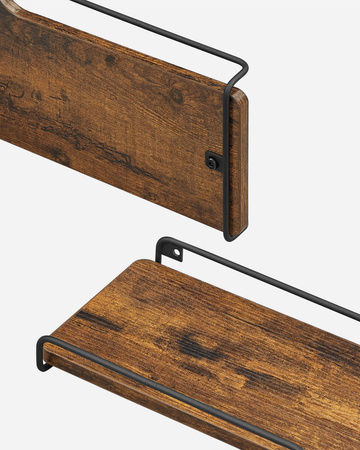 Rustykalne narożne półki ścienne - Zestaw 2 półek ściennych Loft (Brąz Vintage) VASAGLE LLS831B01