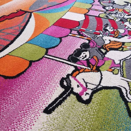 Dywan dziecięcy z atestem Karuzela z kolorami Bella 116 niebieski różowy 400x400 cm