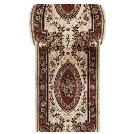 Chodnik dywanowy na metry Exclusive 04 N – klasyczny brązowy z ornamentem, szer. 80 cm