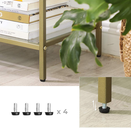 Złota konsola salonowa Glamour - Duża konsola z półkami do przedpokoju - VASAGLE LGT27G