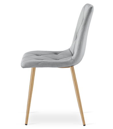 "Krzesło LIBRA - jasny szary aksamit / nogi kolor drewna x 4"