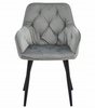 "Krzesło JORK - aksamit srebrno-szary / nogi czarne x 2"