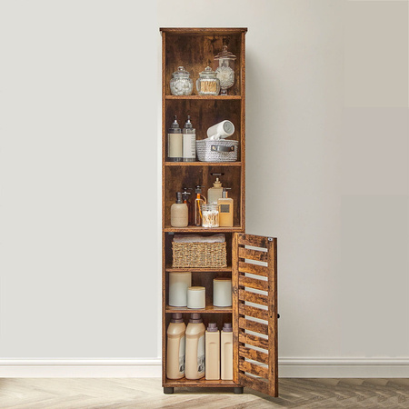 Słupek łazienkowy - Brązowa szafka łazienkowa - Wąski regał łazienkowy - VASAGLE BBK160X01V1