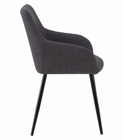 Kubełkowe krzesło BENI - Tapicerowane, grafitowe krzesło z podłokietnikami